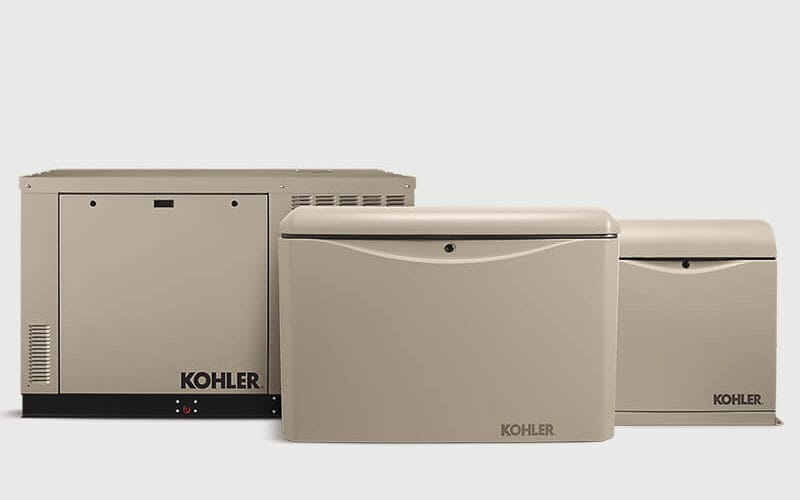 three different types of Kohler standby generators